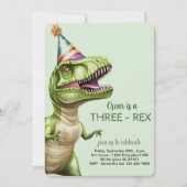 Drie-Rex Dinosaurus Verjaardag | Green Dino Kaart (Voorkant)