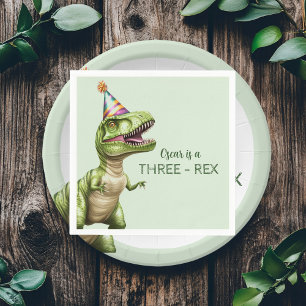 Drie-Rex Dinosaurus Verjaardag   Green Dino Servet