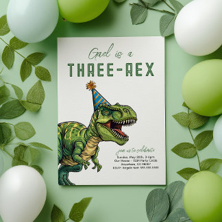 Drie-Rex Dinosaurus Verjaardag Kaart