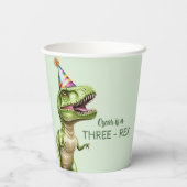 Drie-Rex Dinosaurus Verjaardag Papier Cup | Green  Papieren Bekers (Achterkant)