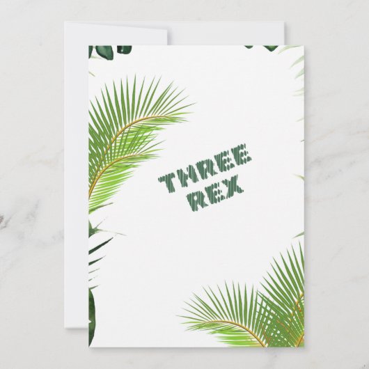 Drie Rex Dinosaurus Verjaardag Uitnodiging (Achterkant)