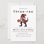 Drie-Rex dinosaurus verjaardag uitnodiging (Voorkant)