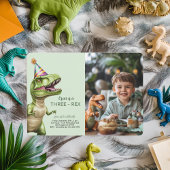 Drie-Rex Dinosaurus Verjaardag Uitnodiging met Fot