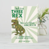 Drie-Rex Dinosaurus Verjaardag Uitnodiging |T-Rex (Staand voorkant)
