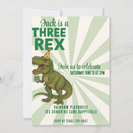 Drie-Rex Dinosaurus Verjaardag Uitnodiging |T-Rex
