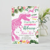 Drie-Rex Dinosaurus Verjaardagsfeest, Dino T-Rex Kaart (Staand voorkant)