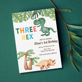 Drie-rex Dinosaurus Verjaardagsfeest Kaart