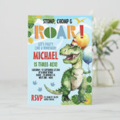 Drie-Rex Dinosaurus Verjaardagsfeest Kaart (Staand voorkant)