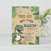 DRIE REX dinosaurus verjaardagsuitnodiging Kaart (Staand voorkant)
