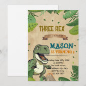 DRIE REX dinosaurus verjaardagsuitnodiging Kaart (Voorkant / Achterkant)