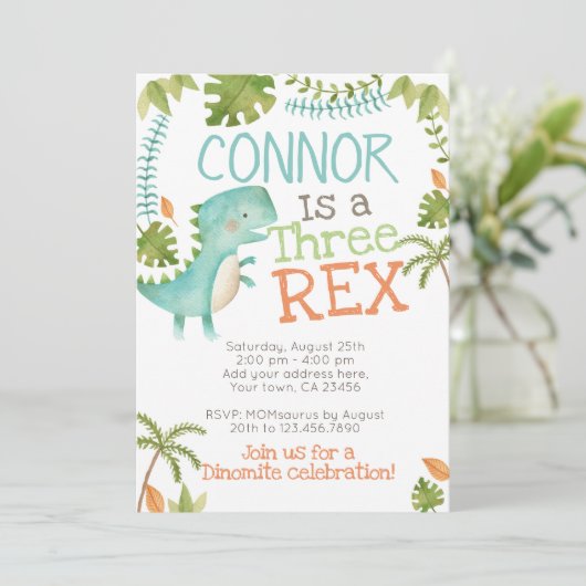 Drie Rex Dinosaurussen Kaart (Staand voorkant)