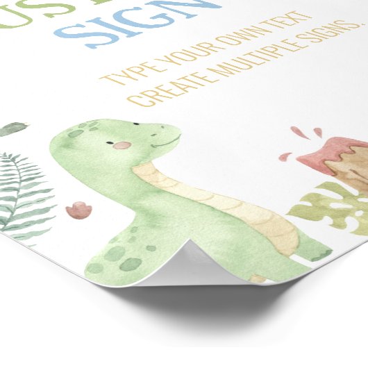 Drie-Rex Dinosaurussen Verjaardagsfeesttafel Teken Poster (Hoek)