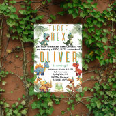 Drie rex Dinsoaur verjaardag, waterverf t-rex Kaart