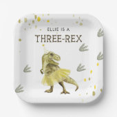 Drie Rex & Geel Tutu Verjaardagsfeest Papier Bord (Voorkant)