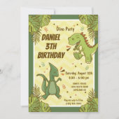 Drie Rex Kids Dinosaur 3de Verjaardagsfeestje Kaart (Voorkant)