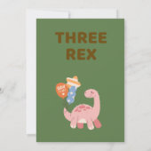 Drie Rex Kids Dinosaur 3de Verjaardagsfeestje Kaart (Achterkant)