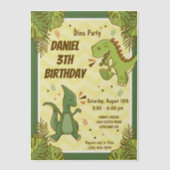Drie Rex Kids Dinosaur 3de Verjaardagsfeestje Vellum Uitnodigingen (Voorkant)