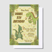 Drie Rex Kids Dinosaur 3de Verjaardagsfeestje Vellum Uitnodigingen (Offset)