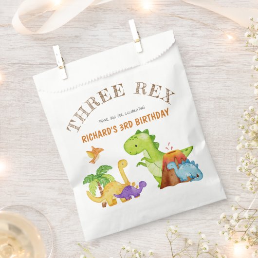 Drie Rex Kinder Dinosaurus 3e Verjaardagsfeest Bedankzakje (Geknipt)