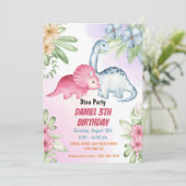 Drie Rex Kinder Dinosaurus 3e Verjaardagsfeest Kaart (Staand voorkant)