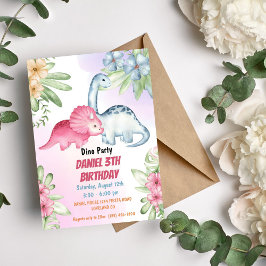 Drie Rex Kinder Dinosaurus 3e Verjaardagsfeest Kaart