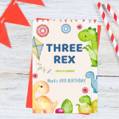 Drie Rex Kinder Dinosaurus 3e Verjaardagsfeest Kaart