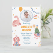 Drie Rex Kinder Dinosaurus 3e Verjaardagsfeest Kaart (Staand voorkant)