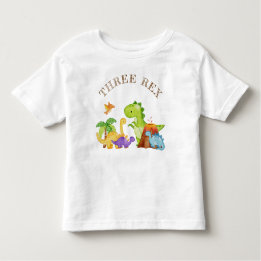 Drie Rex Kinder Dinosaurus 3e Verjaardagsfeest Kinder Shirts
