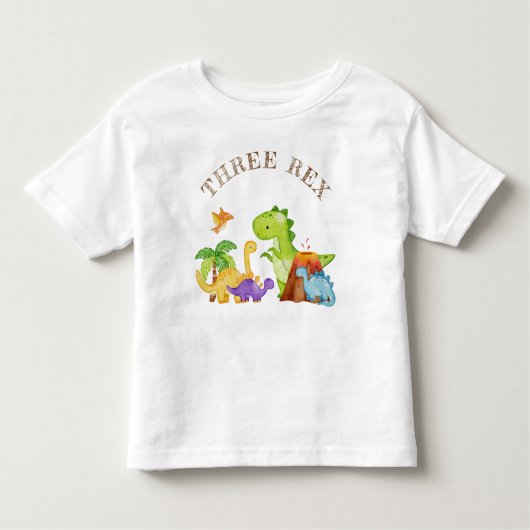 Drie Rex Kinder Dinosaurus 3e Verjaardagsfeest Kinder Shirts (Voorkant)