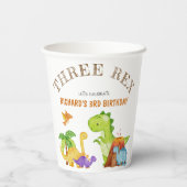 Drie Rex Kinder Dinosaurus 3e Verjaardagsfeest Papieren Bekers (Achterkant)
