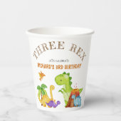 Drie Rex Kinder Dinosaurus 3e Verjaardagsfeest Papieren Bekers (Voorkant)