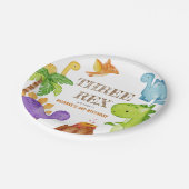 Drie Rex Kinder Dinosaurus 3e Verjaardagsfeest Papieren Bordje (Gekanteld)