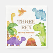 Drie Rex Kinder Dinosaurus 3e Verjaardagsfeest Servet (Voorkant)