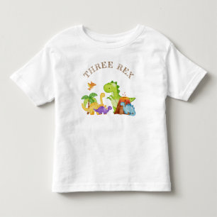 Drie Rex Kinder Dinosaurus 3e Verjaardagsfeest Shirts