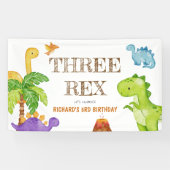 Drie Rex Kinder Dinosaurus 3e Verjaardagsfeest Spandoek (Horizontaal)