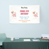Drie Rex Kinder Dinosaurus 3e Verjaardagsfeest Spandoek (Beurs)
