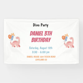 Drie Rex Kinder Dinosaurus 3e Verjaardagsfeest Spandoek
