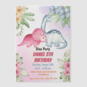 Drie Rex Kinder Dinosaurus 3e Verjaardagsfeest Vellum Uitnodigingen (Voorkant)