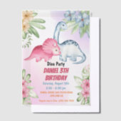 Drie Rex Kinder Dinosaurus 3e Verjaardagsfeest Vellum Uitnodigingen (Offset)