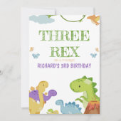 Drie Rex Kinder illustratie 3e verjaardagsfeestje Kaart (Voorkant)