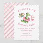 Drie Rex Meisje 3e Verjaardagsfeest Kaart (Voorkant / Achterkant)