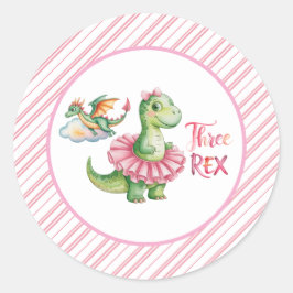 Drie Rex meisje verjaardagsfeestje Ronde Sticker