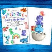 Drie-Rex Meisjes 3e Verjaardag Dinosaur Party Dino Kaart