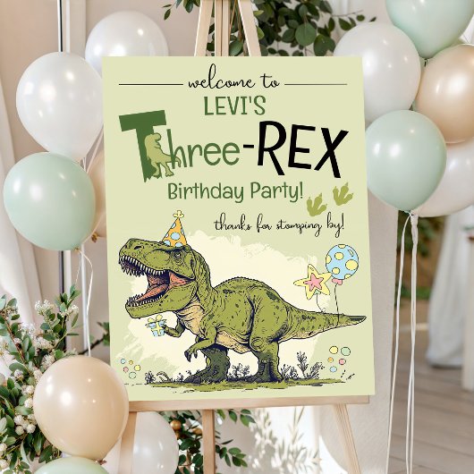 Drie-Rex Schattige Dinosaur 3e Verjaardagsfeest Ve Poster
