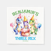 Drie rex schattige dinosaurussen verjaardag servie servet (Voorkant)