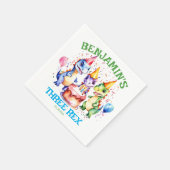 Drie rex schattige dinosaurussen verjaardag servie servet (Hoek)