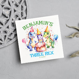 Drie rex schattige dinosaurussen verjaardag servie servet