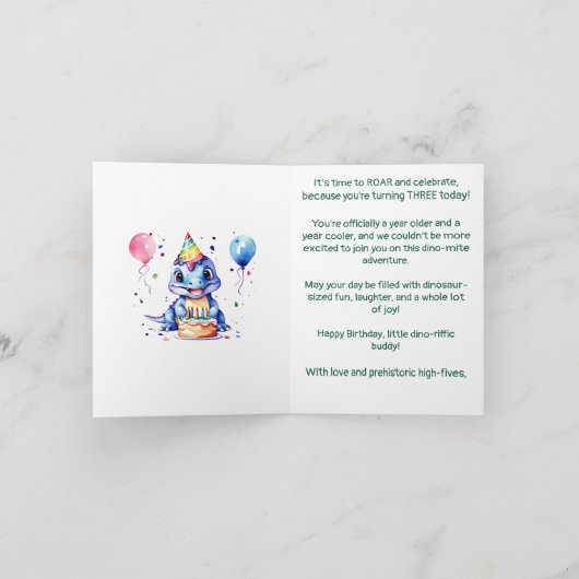 Drie rex schattige dinosaurussen wenskaart kaart (Binnen)
