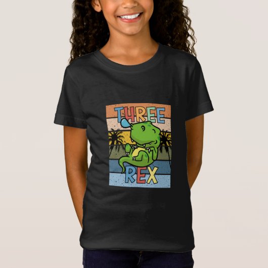 Drie Rex T-Rex 3e Verjaardag - Schattige Kawaii T  T-shirt (Voorkant)