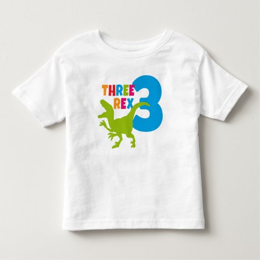 Drie Rex Toddler 3rd Birthday White Kinder Shirts (Voorkant)